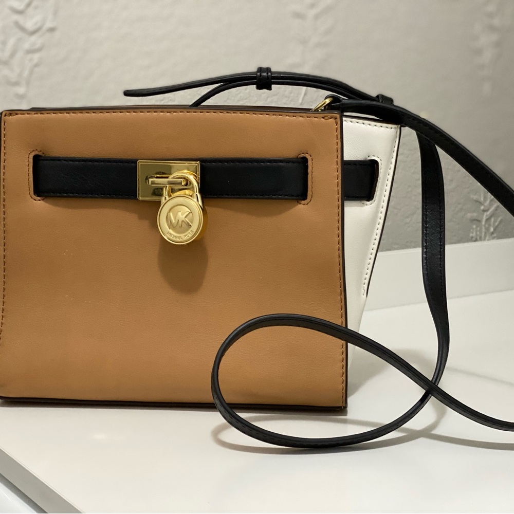 Michael Kors Tan, Black, and White Crossbody Bag - Never Used